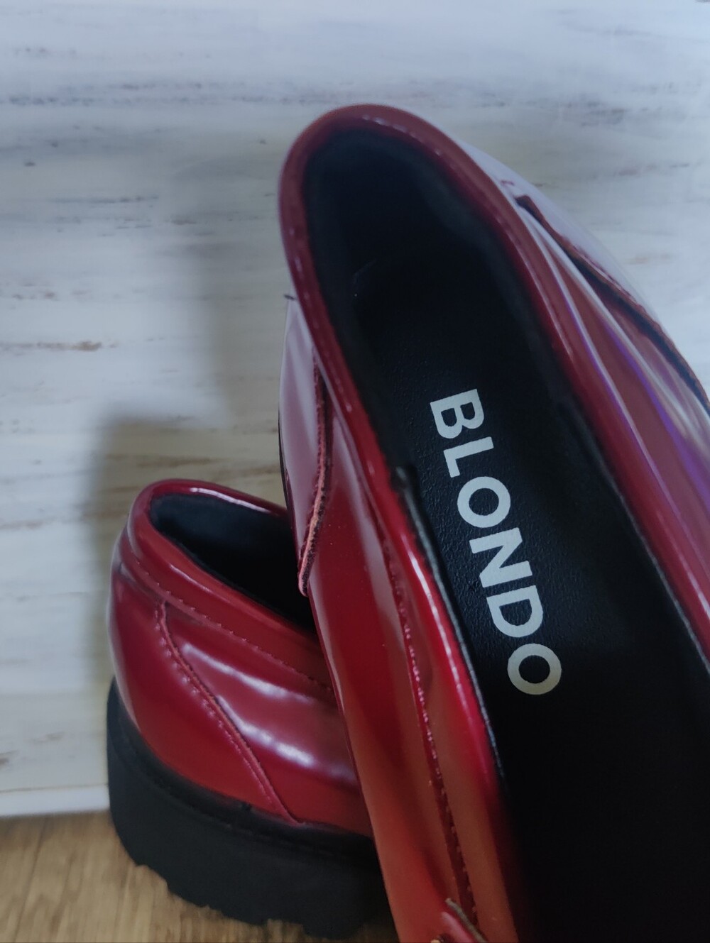 Blondo Burgundy Patent Platform Penny Loafers - Picture 3 of 6